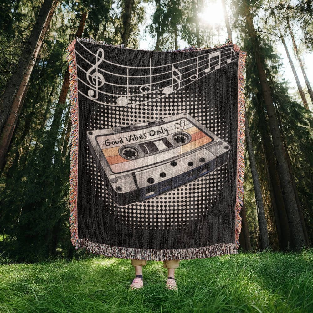 Cassette Tape, Good Vibes Only Woven Blanket