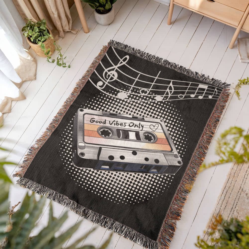 Cassette Tape, Good Vibes Only Woven Blanket