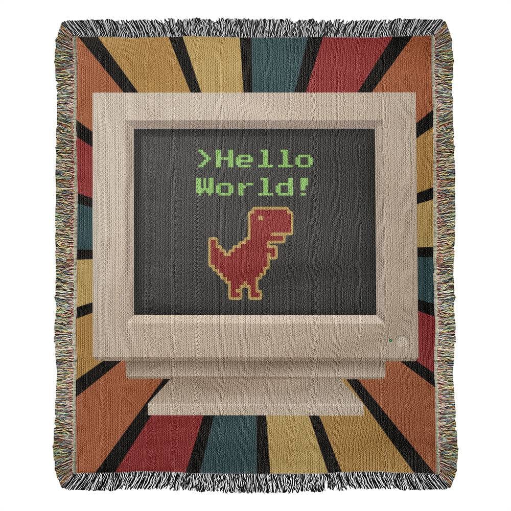 Vintage PC, Hello World Woven Blanket